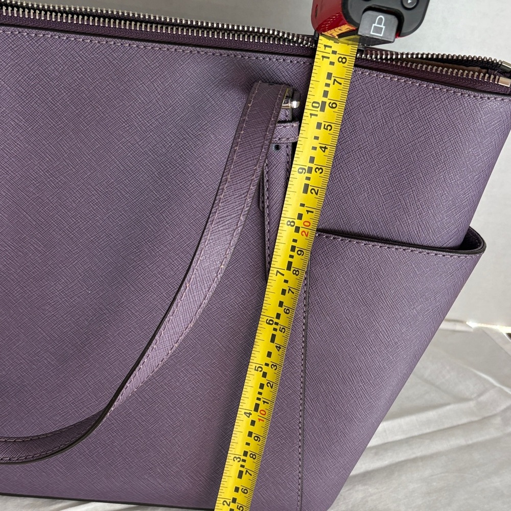 Michael Kors Plum Saffiano Leather Tote with MK Charm - Picture 2 of 6